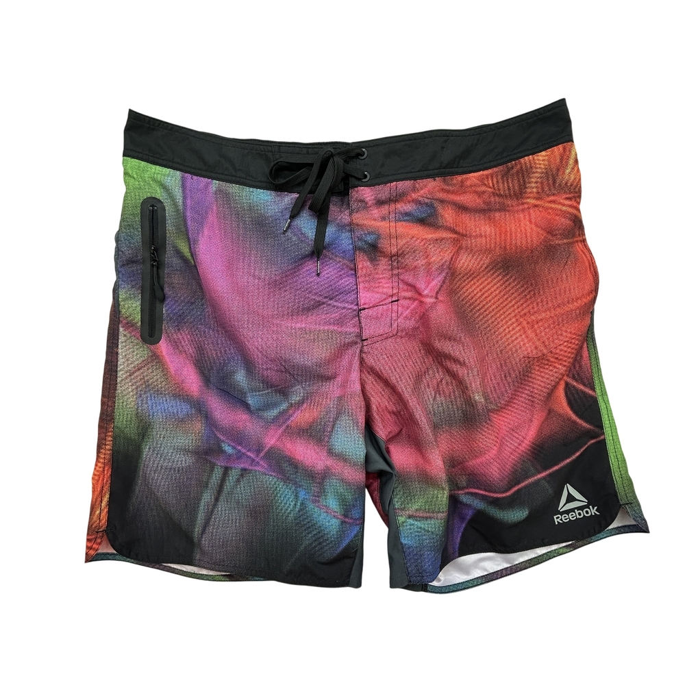 Reebok Shorts Mens 2XL Swim Trunks Boardshorts Multicolor Drawstring Pocket NEW
